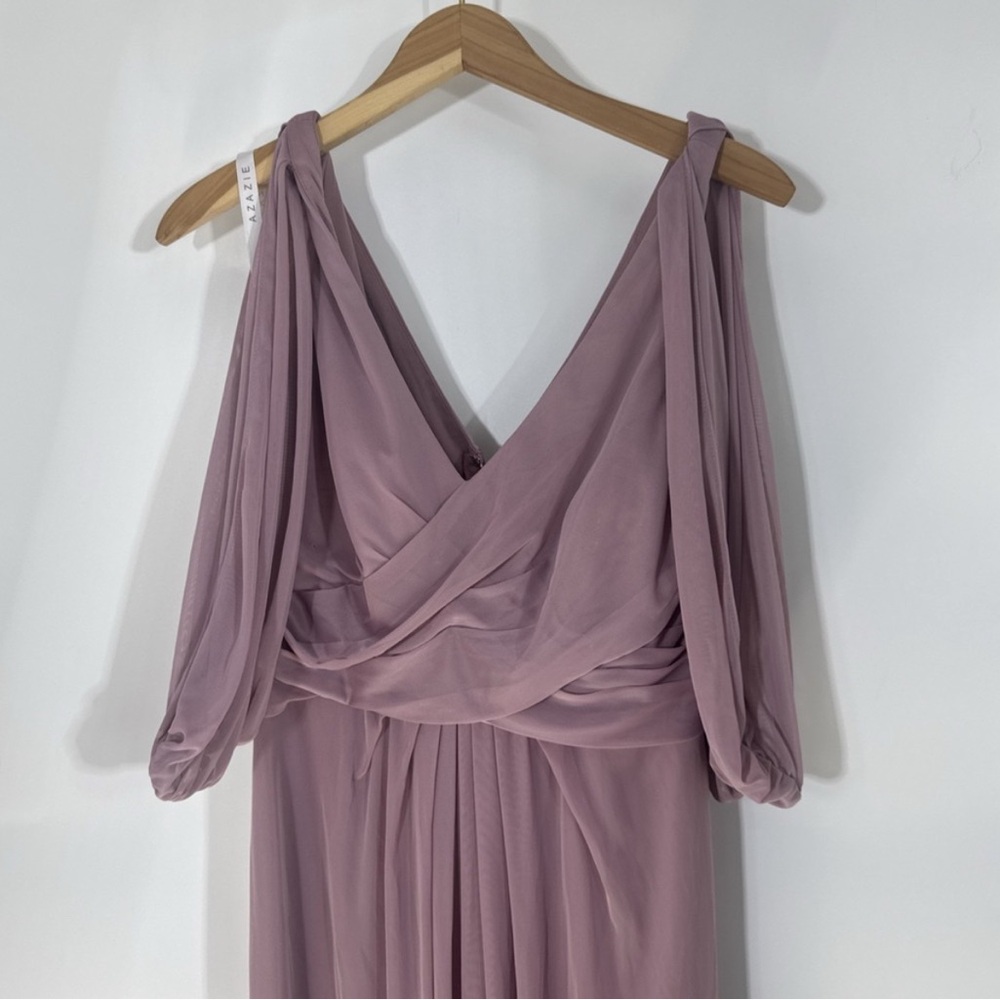 Azazie Noelia Dusty Rose Bridesmaid Womens Stretch A-Line Pleated Mesh Dress 12A